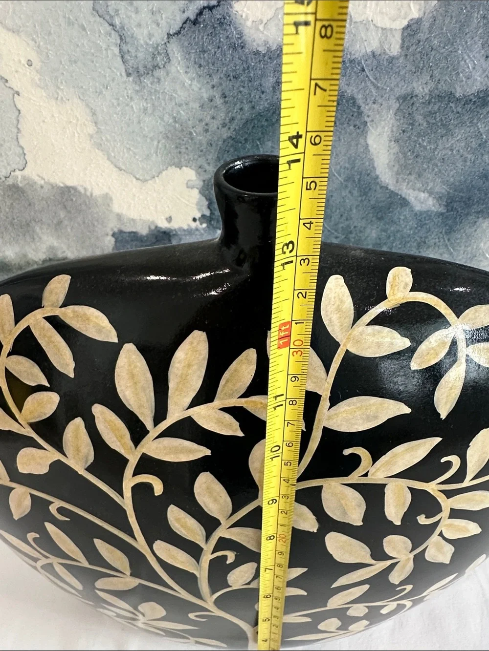 Black and Gold Leaf Ceramic Vase - Home Accents